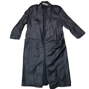 Vintage Laura Renee Woman's Leather Trench Coat Made in Korea Size M Punk Goth